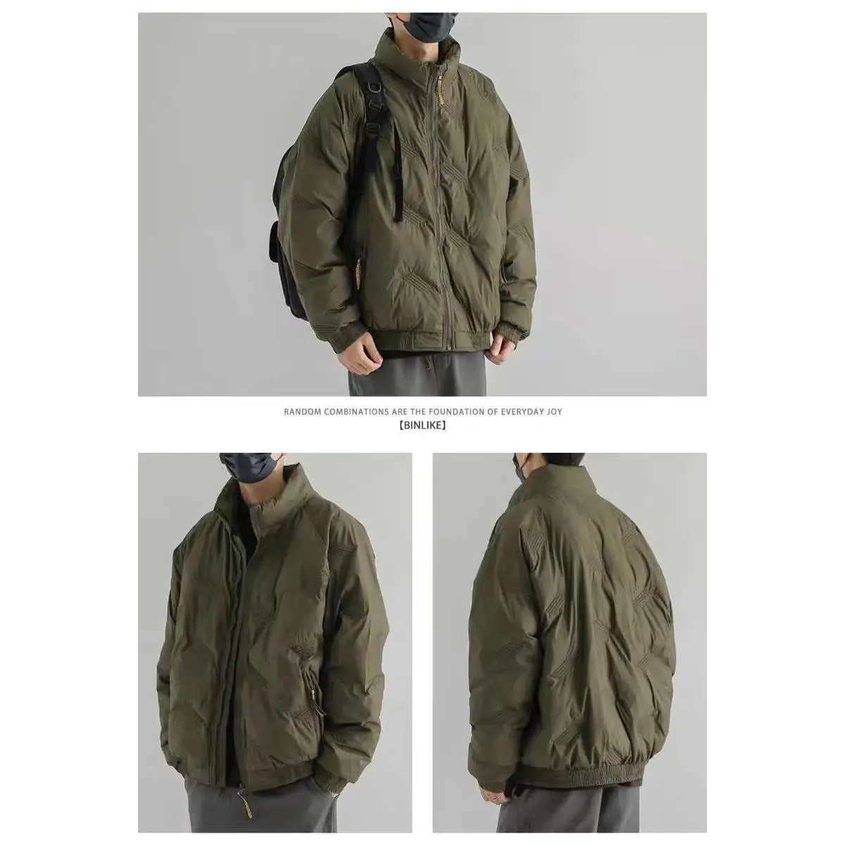 

Зимнее повседневное свободное мужское хлопковое пальто в стиле ретро с воротником-стойкой, теплое пальто, длинное пальто с волокном из полиэстера, застежка-молния