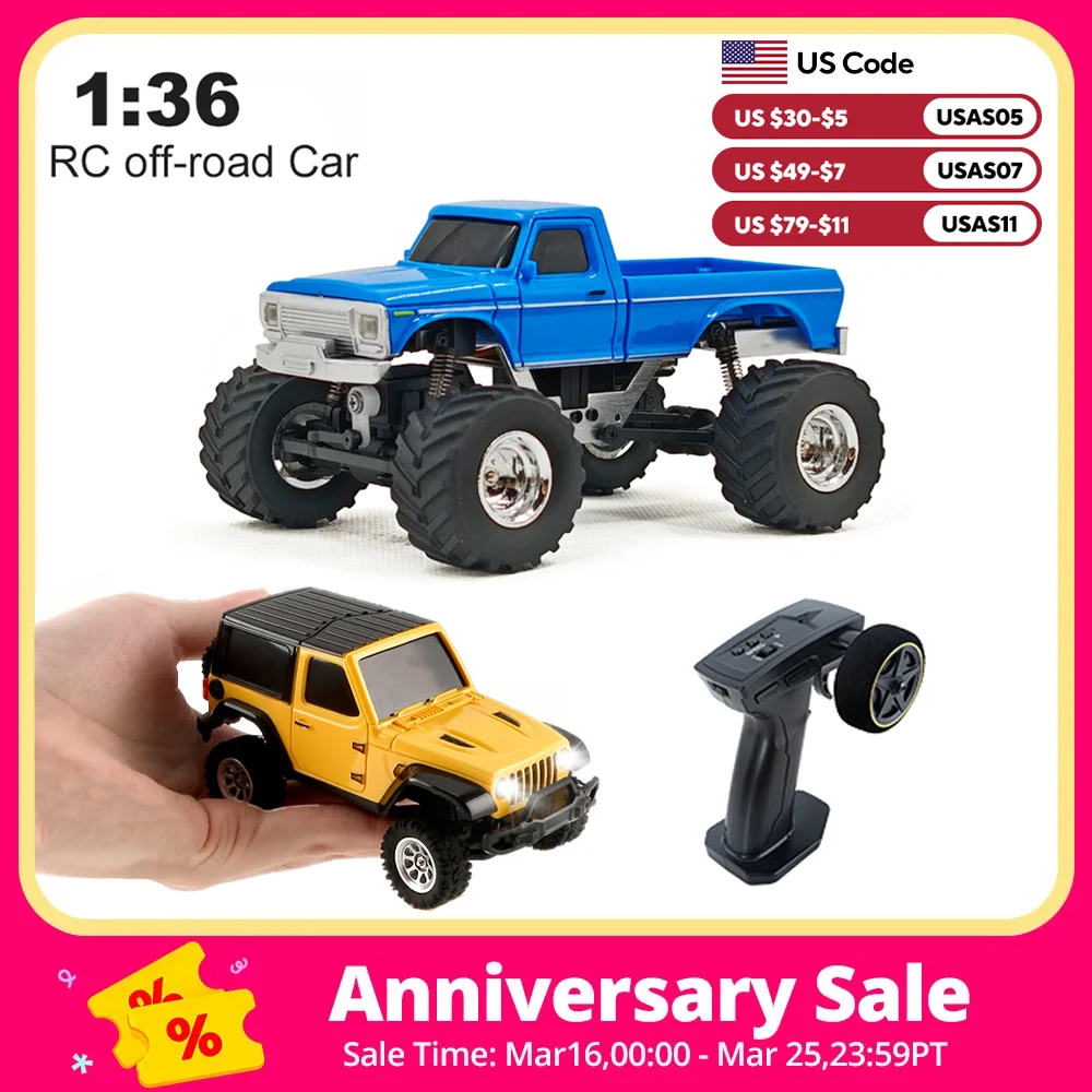 

1/36 RC Crawler Car 2.4G 4WD Off-road Climbing Electric Remote Contorl Vehicle RTR Model with LED Lights Toys for Children