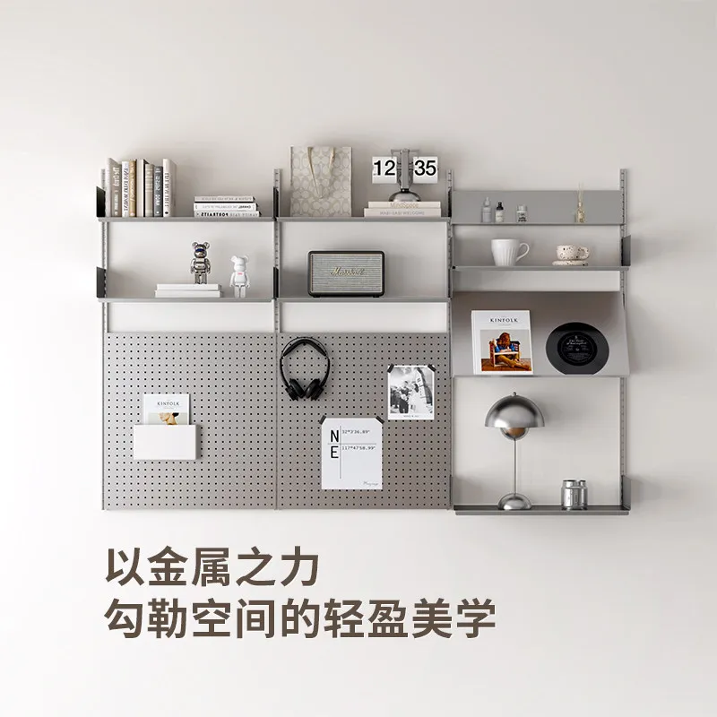 Pegboard wall-mounted display rack for the living room, multifunctional floating bookshelf