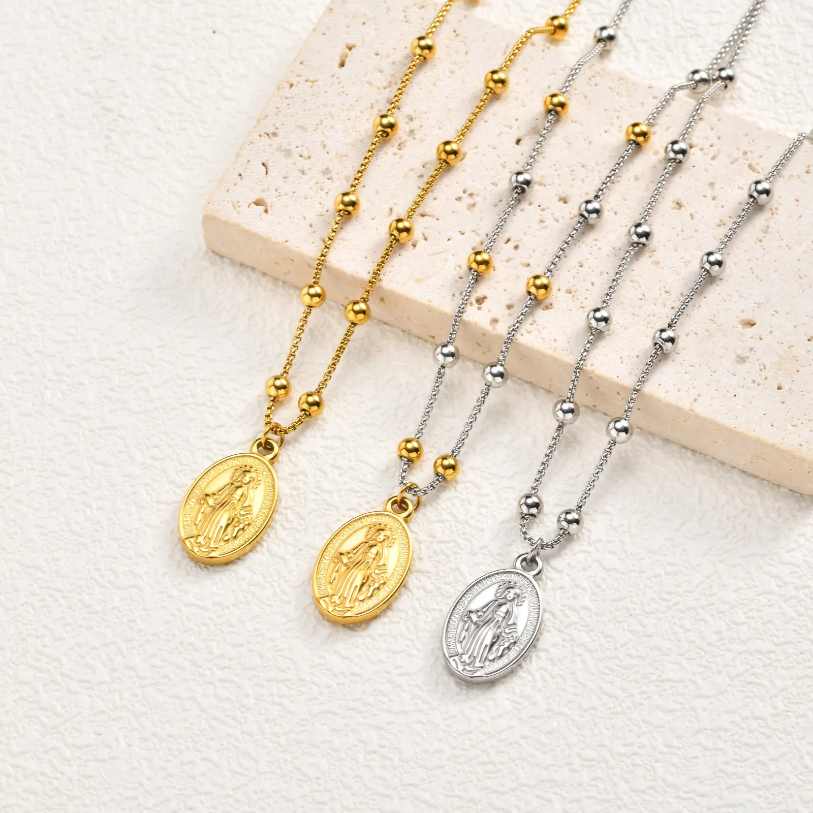 Virgin Mary Guadalupe Necklace for Women, Stainless Steel Religious Necklace, Catholic GiftsTrendy Christian Jewelry - Detail 1