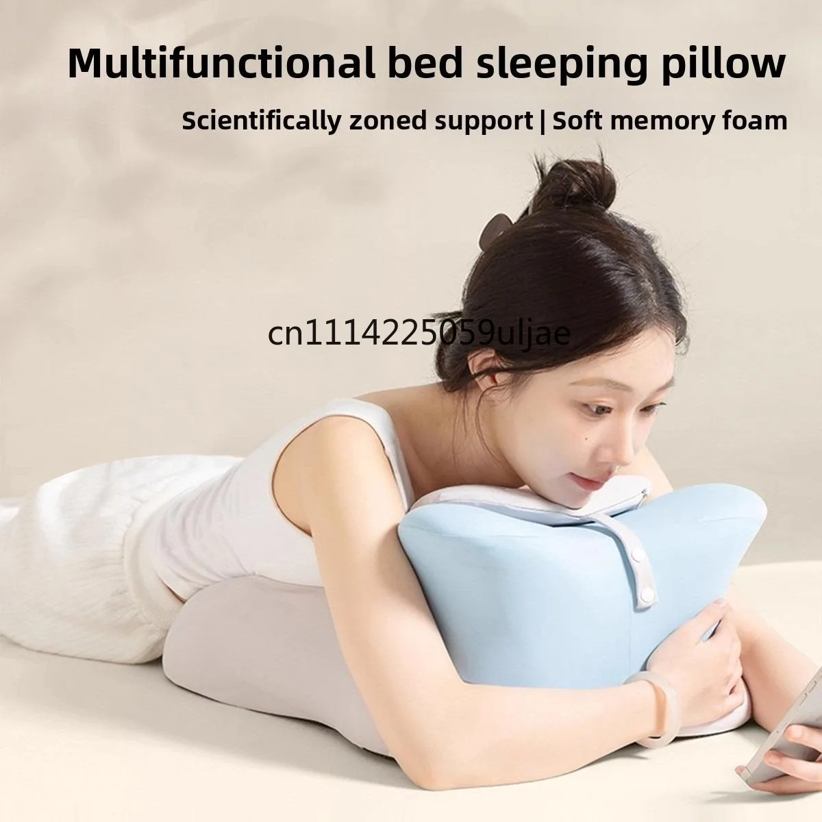 Lying in Bed Pillow Prone Pillow Multi-functional Prone Pillow Memory Foam Ergonomic Pillow Machine Washable And  Hypoallergenic