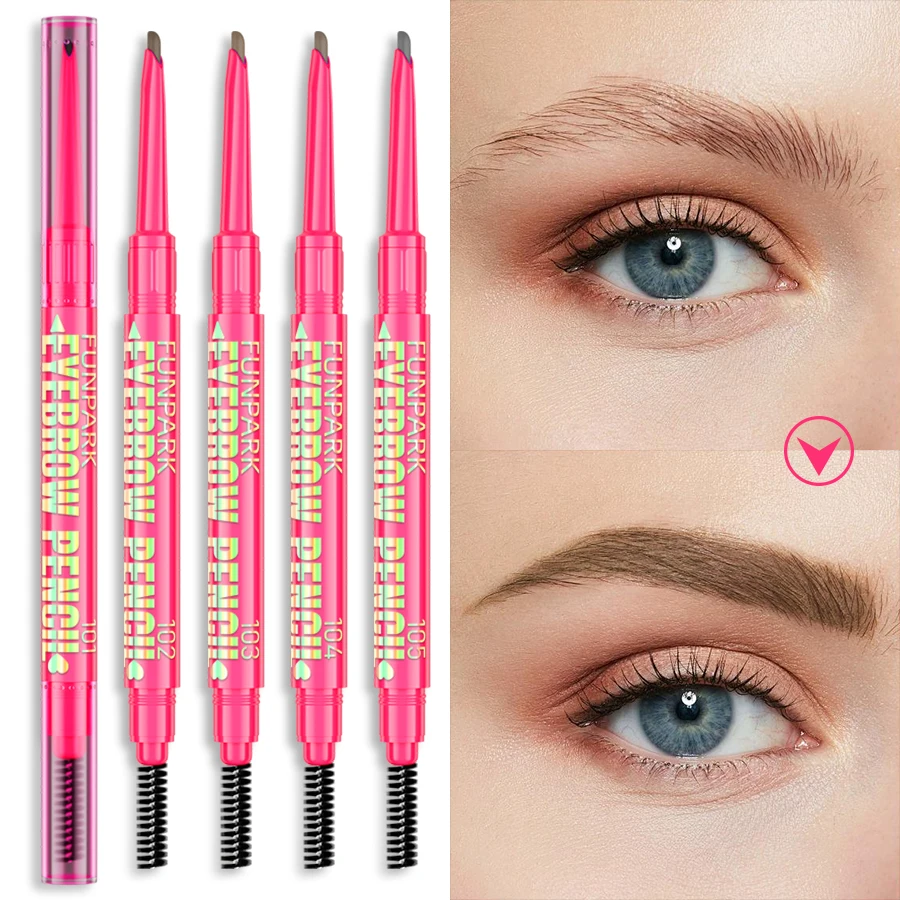 プロフェッショナルナチュラルブラウンブラック防水アイブロウペンシル超極細ブラシ持続 2 で 1 アイブラウンペンメイクアップ女性ギフト
