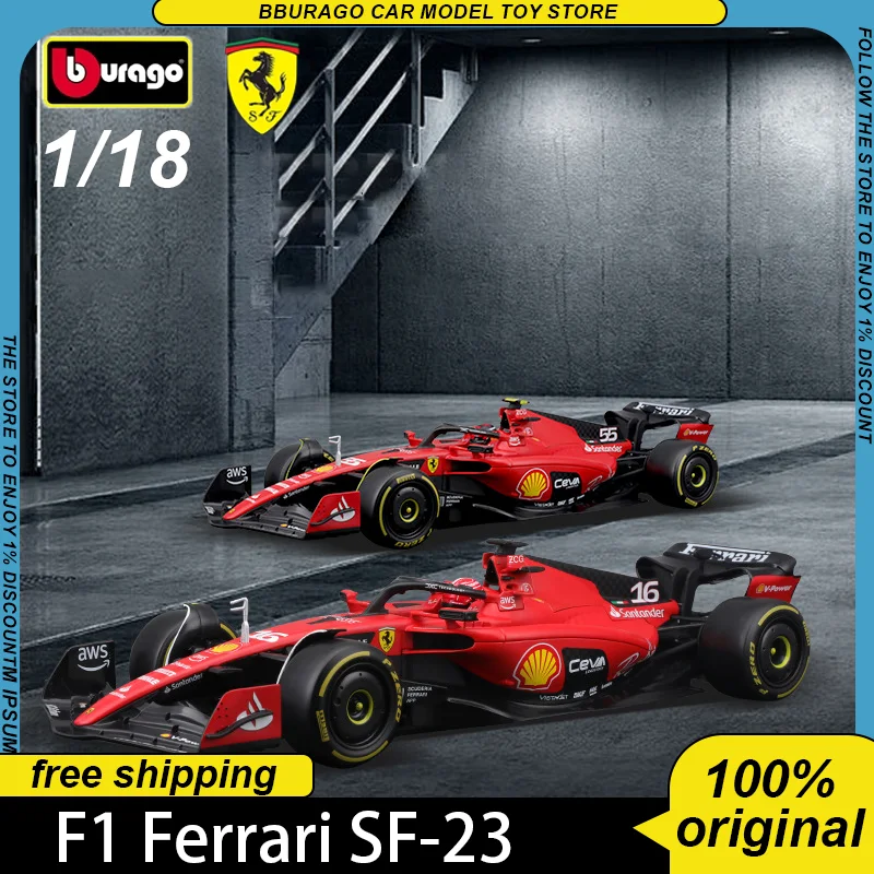 

Bburago 1:18 2023 F1 Ferrari SF 23 Reacing F1 Car Diecast Model Edition Alloy Luxury Vehicle Toys Car Collection Ornaments Gift