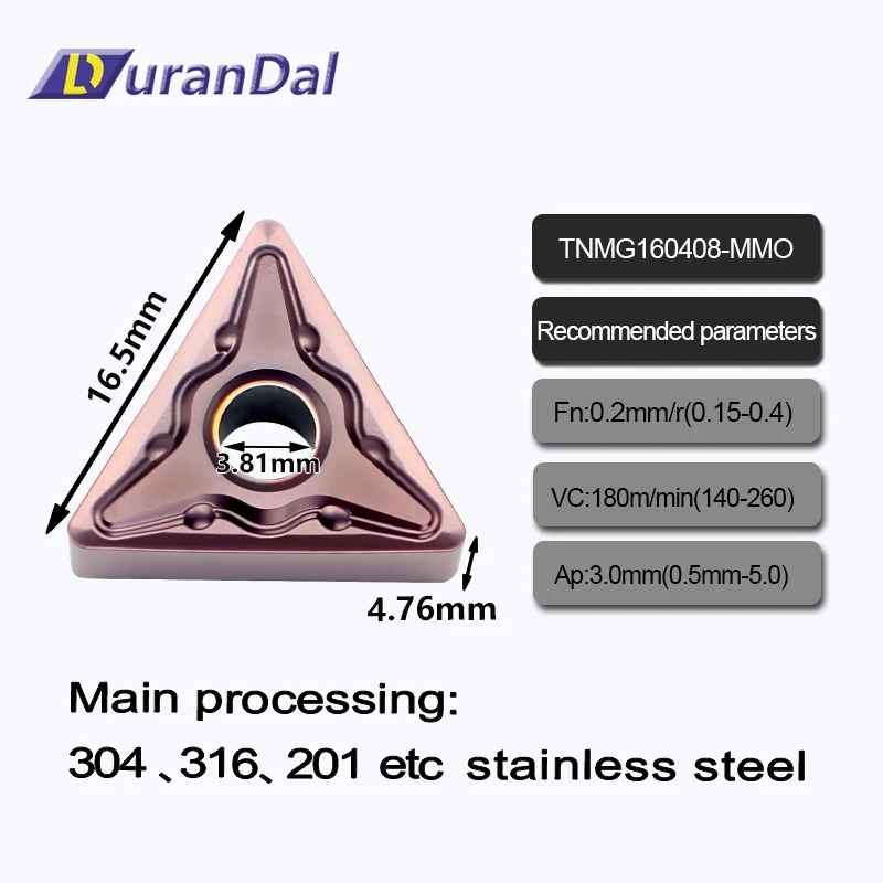 Inserções de Carboneto para Cnc Metal Torno Usinagem Aço Inoxidável Torneamento Cortador Lâmina de Alta Qualidade 10 Peças Tnmg160408-mmo