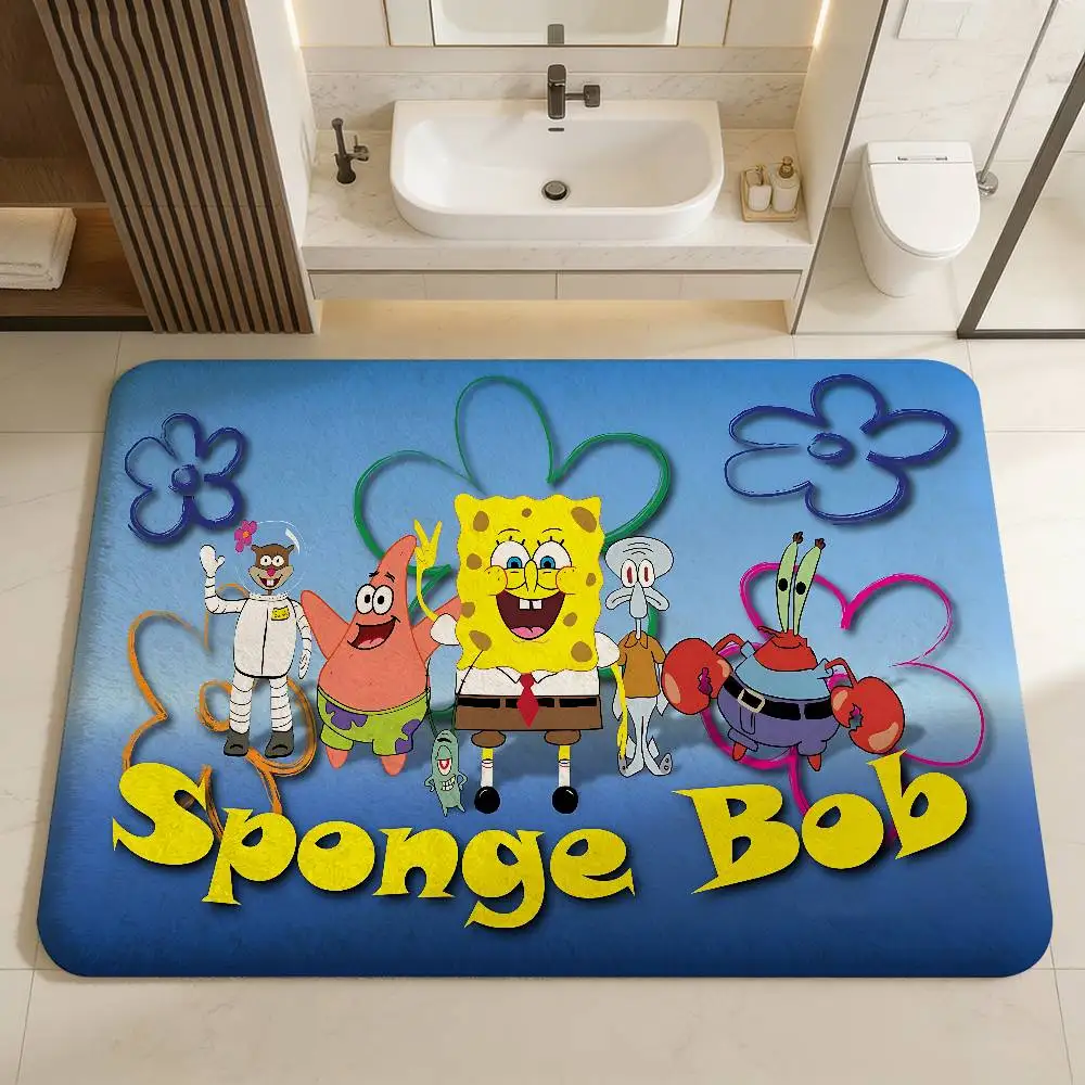 S-SpongeBob Floor Mat Cheaper Anti-slip Modern Living Room Balcony Printed Bedside Mats