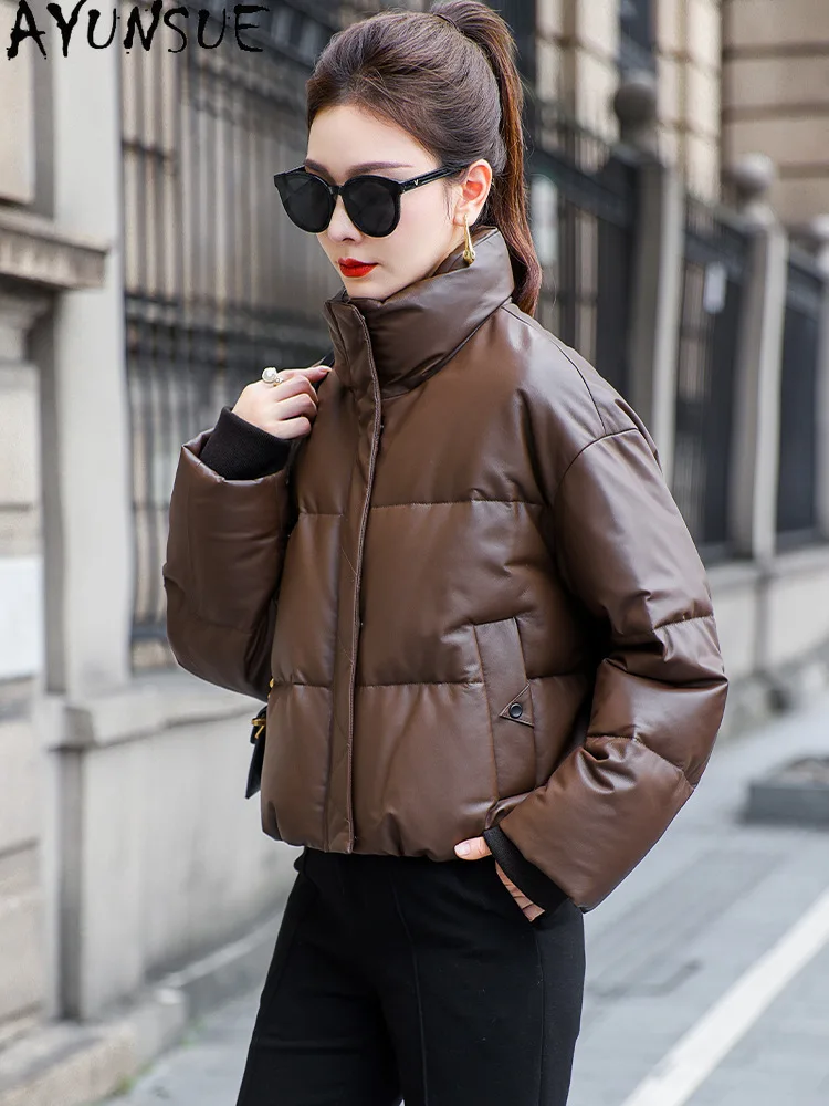 AYUNSUE 100% 양피 정품 가죽 자켓 여성 90% 화이트 오리 다운 코트 여성 겨울 의류 코트의 새로운 Jaqueta De Couro