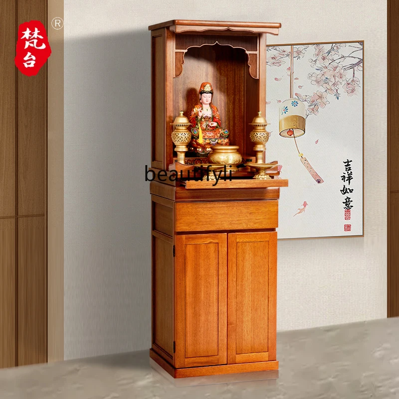 

For Taiwan household use, modern simple solid wood small Buddhist shrine, Guanyin God of Wealth cabinet