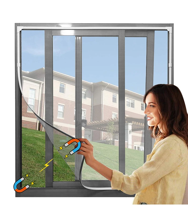 Magnetisches Moskitonetz, Selbstklebender Unsichtbarer Fensterschutz für den Haushalt, Robuster Automatisch Schließender Magnetischer Fenstervorhang – Detail 5