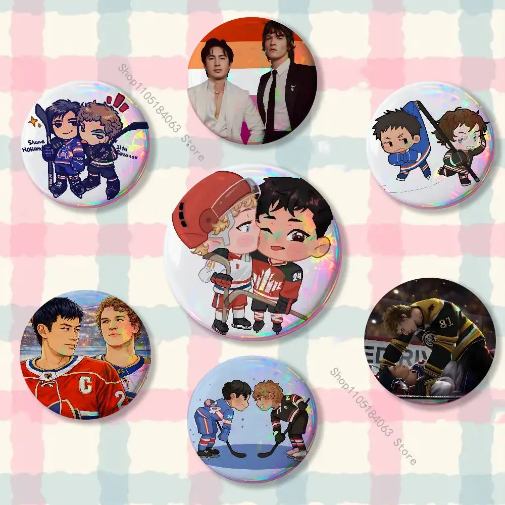 H-Heated R-Rivalry Laser reflective round badges pins bag clothing decorations collectibles gifts for friends