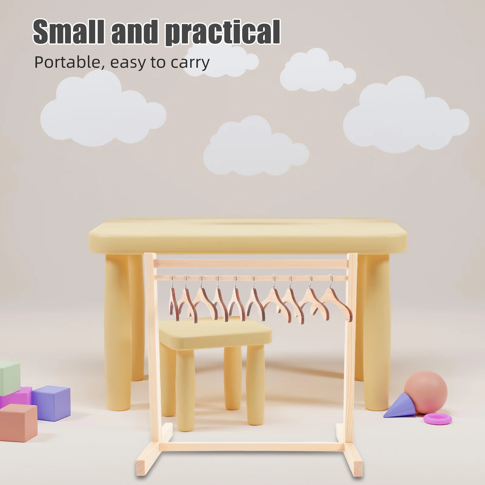 

Wooden Rack 1 Set Miniature Outfit Holder Sturdy Display Stand For Gowns Dresses Baby Clothes Hangers Kids Accessories Mini