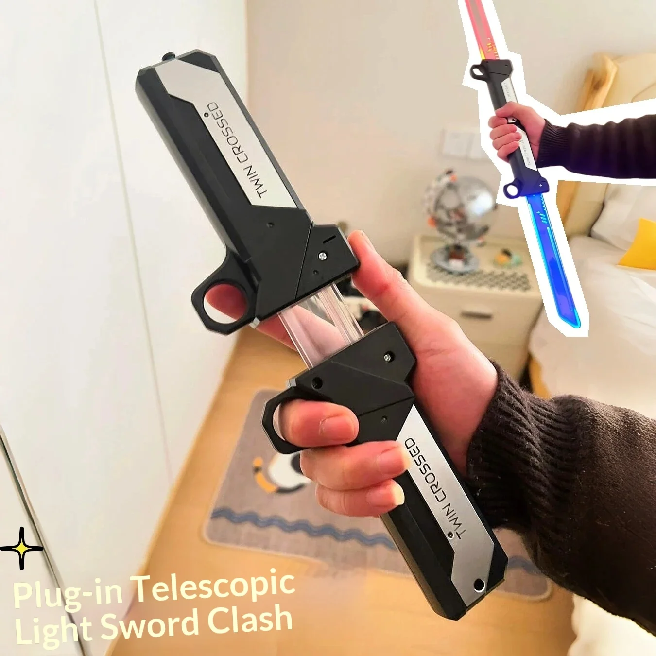 🌟 Dual-Blade Light-Up Lightsaber | Extendable Flashing Sword – Interactive Toy for Boys, Girls & Cosplay