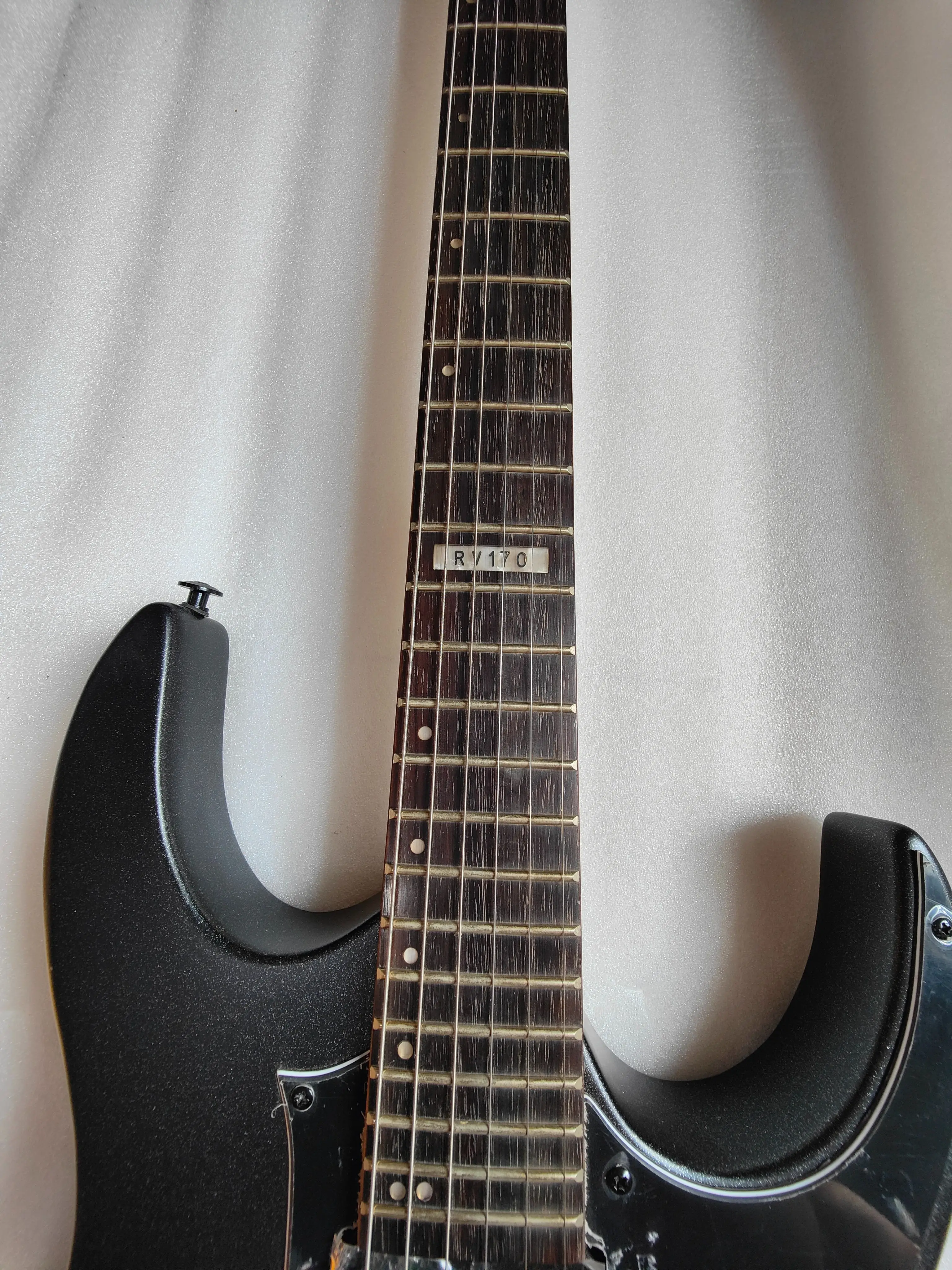 Custom Electric Guitar with 6 Strings, Floyd Rose Hsh, Metal Black Color Body, Rosewood Fingerboard, Real Photos, Only One