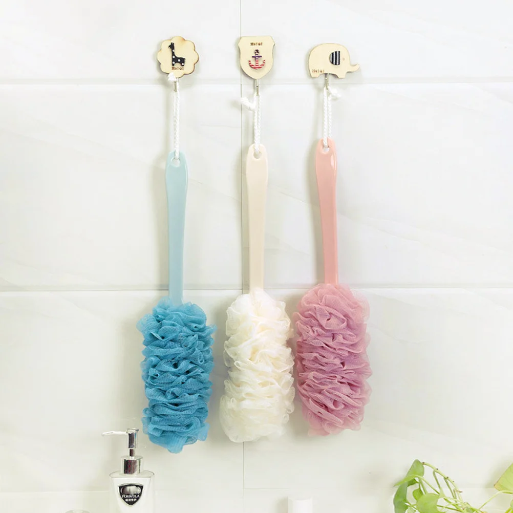 

2pcs Long Handle Body Scrub Brush For Exfoliating Massaging Durable Bathing Back Scrubber Dry Brushing Tool White