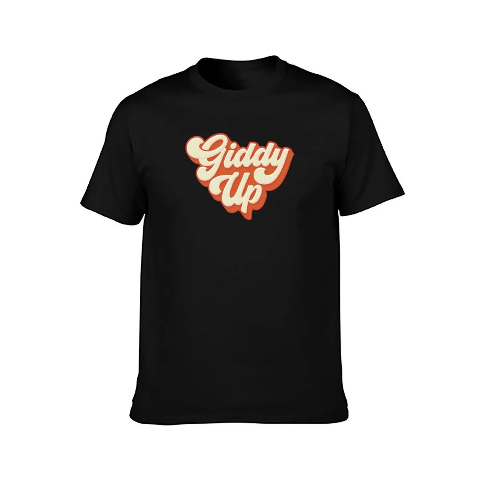 Giddy Up orange T-Shirt Summer Casual Cotton Tee Oversized Streetwear Tops Vintage Graphic Print Loose Fit Short Sleeve