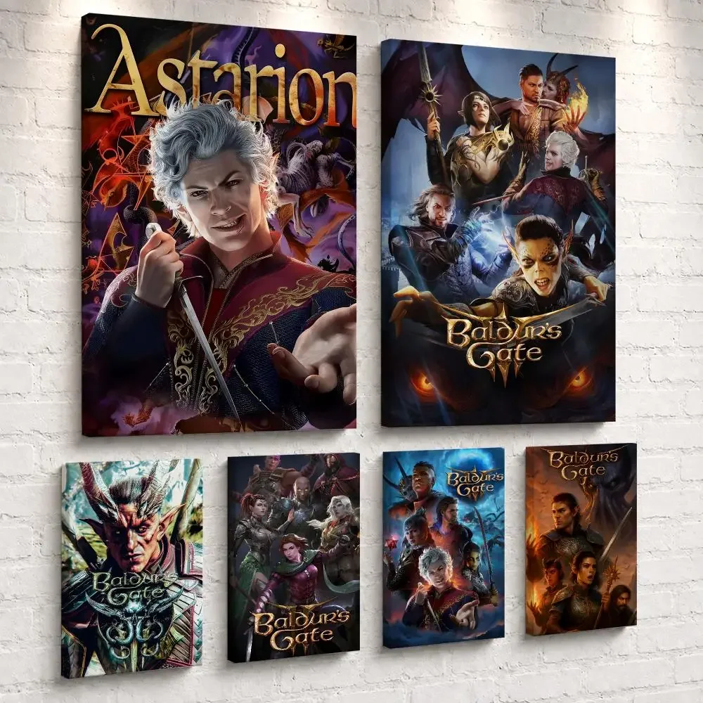 Cartoon Games B-Baldurs G-Gate Framed Wall Painting Ready to Hang Canvas Wall Art Poster for Bedroom Living Room Home Decor Gift