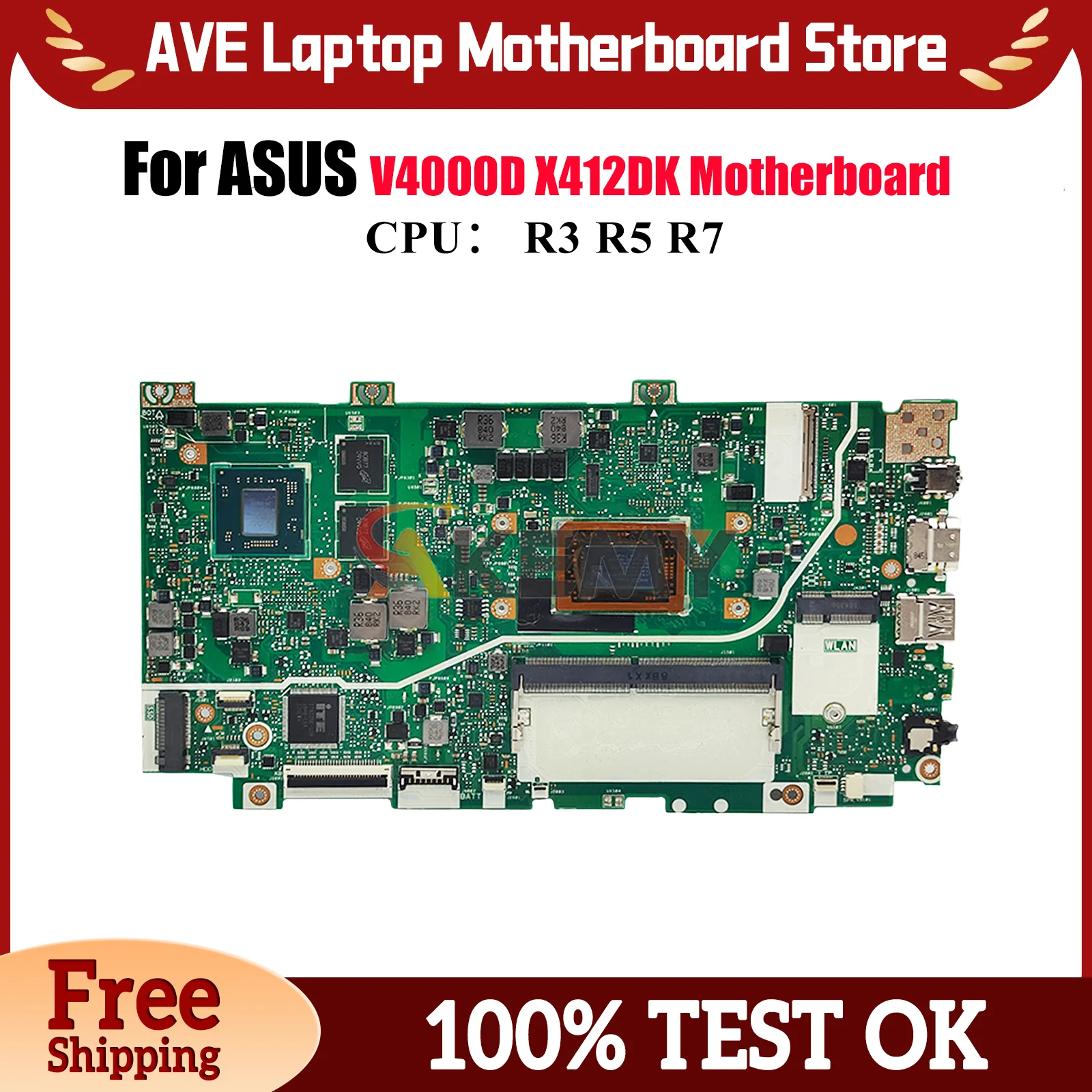 

X412DK Laptop Motherboard For ASUS VivoBook X412D X412DK V4000d Notebook Mainboard With R3 R5 R7 CPU 100% tests OK fast shipping