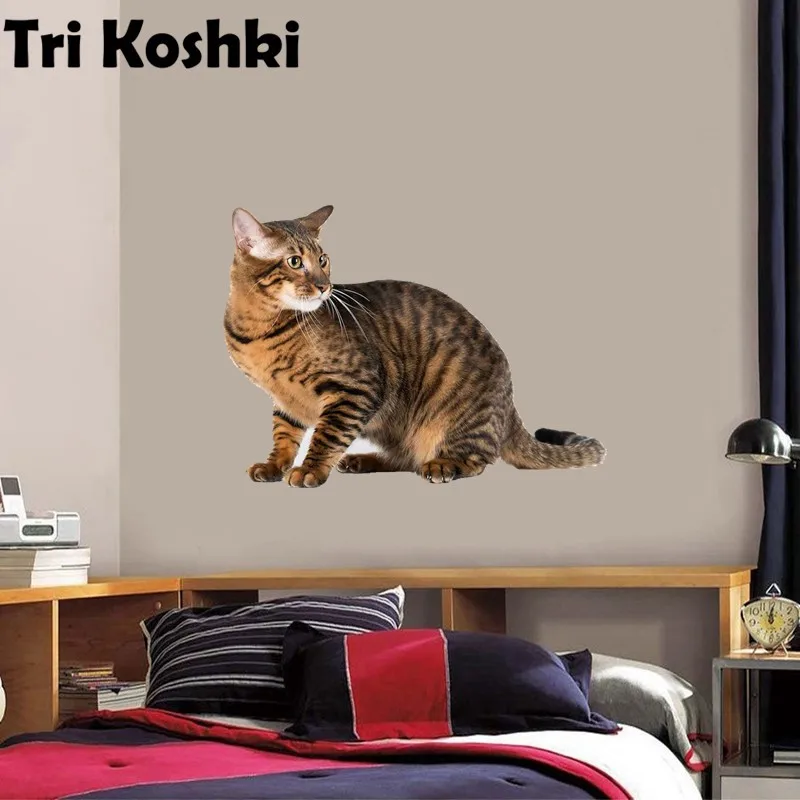 Tri koshki RC036 Anime Cat Savannah Katze Sticker Waterproof PVC Decoration Door Living Room Kids Room