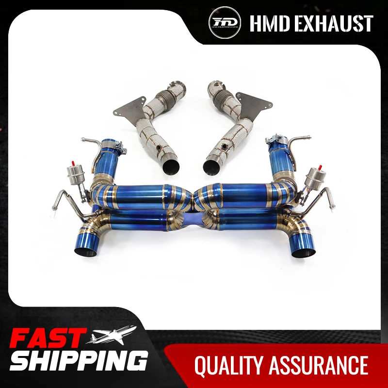 HMD Titanium Exhaust System Performance Catback for Ferrari 488 Pista Spider GTB 3.9T Valve Muffler With Tips Catless Downpipe