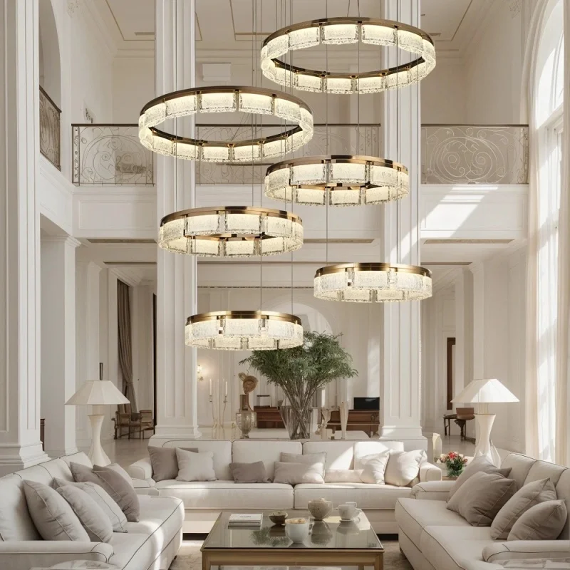 

Скандинавское элитное золотое кольцо, акриловая светодиодная люстра для гостиной, ресторана, спальни, кухни, виллы, роскошный подвесной светильник, домашний декор, светильник