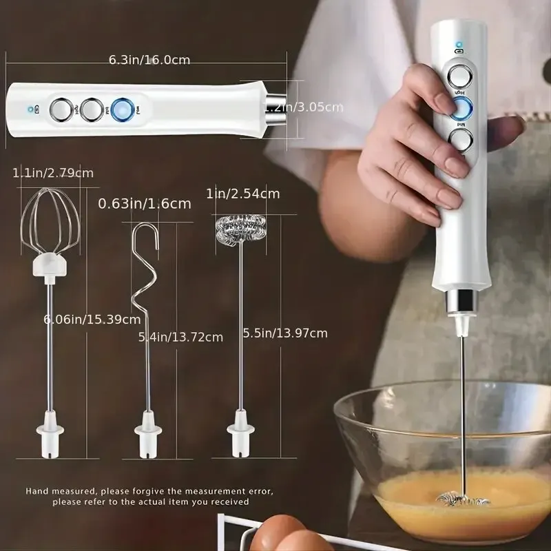 Draadloze Oplaadbare Elektrische Melkschuimer-3 Snelheden, Handheld Schuimmaker Voor Latte, Cappuccino, Warme Chocolademelk-Usb Rechargea