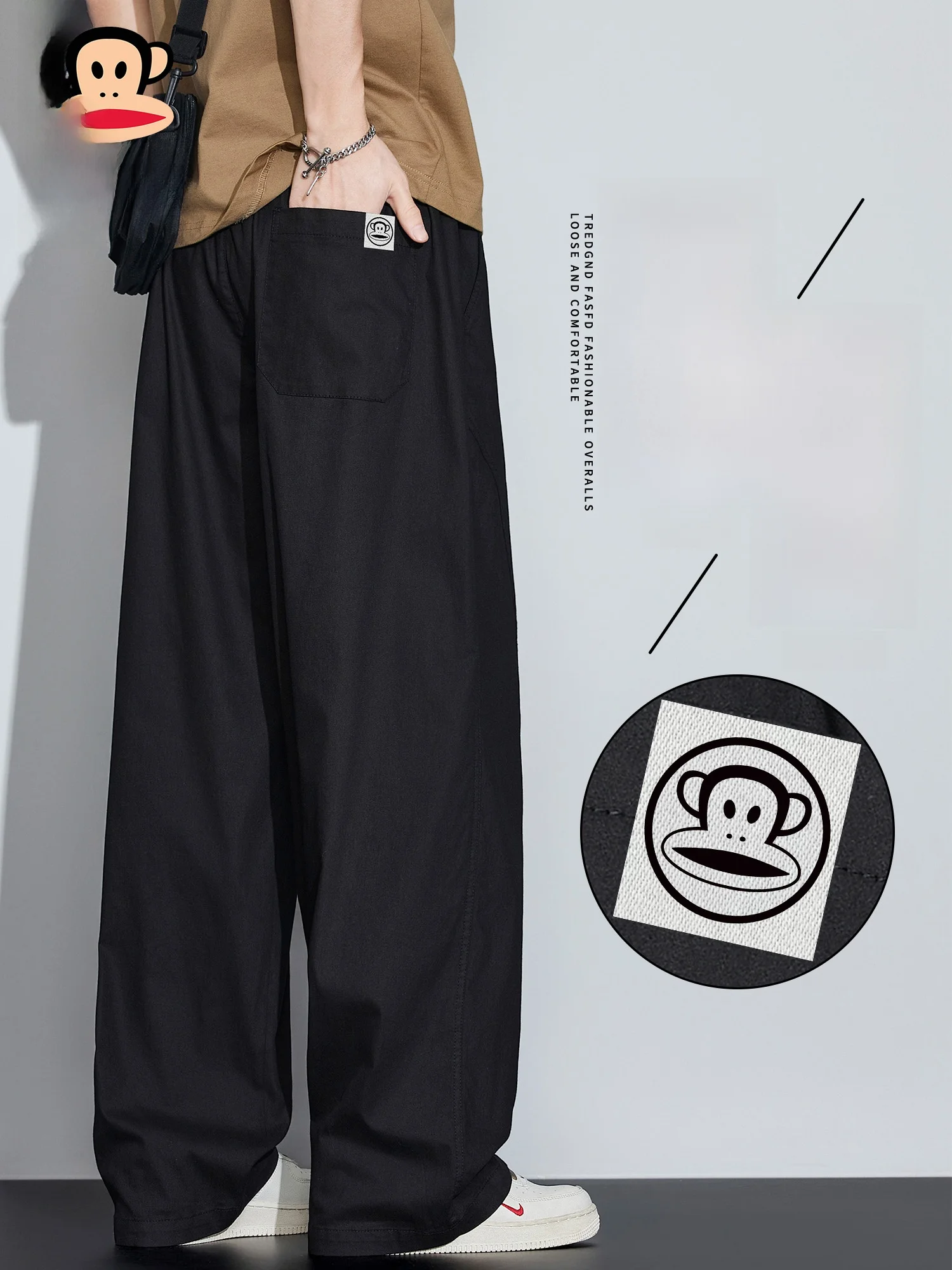 

PaulFrank Men's Casual Straight Leg Pants Spring Sport Loose Wide Leg Casual Trousers American Sle Comfortable Cotton Polye...