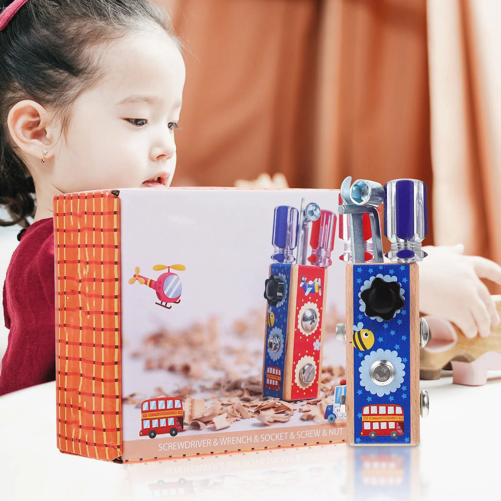 

Wooden Early Education Screw Plaything Durable Child Educational Creative Learning Fun for Kids Hand Eye Coordination