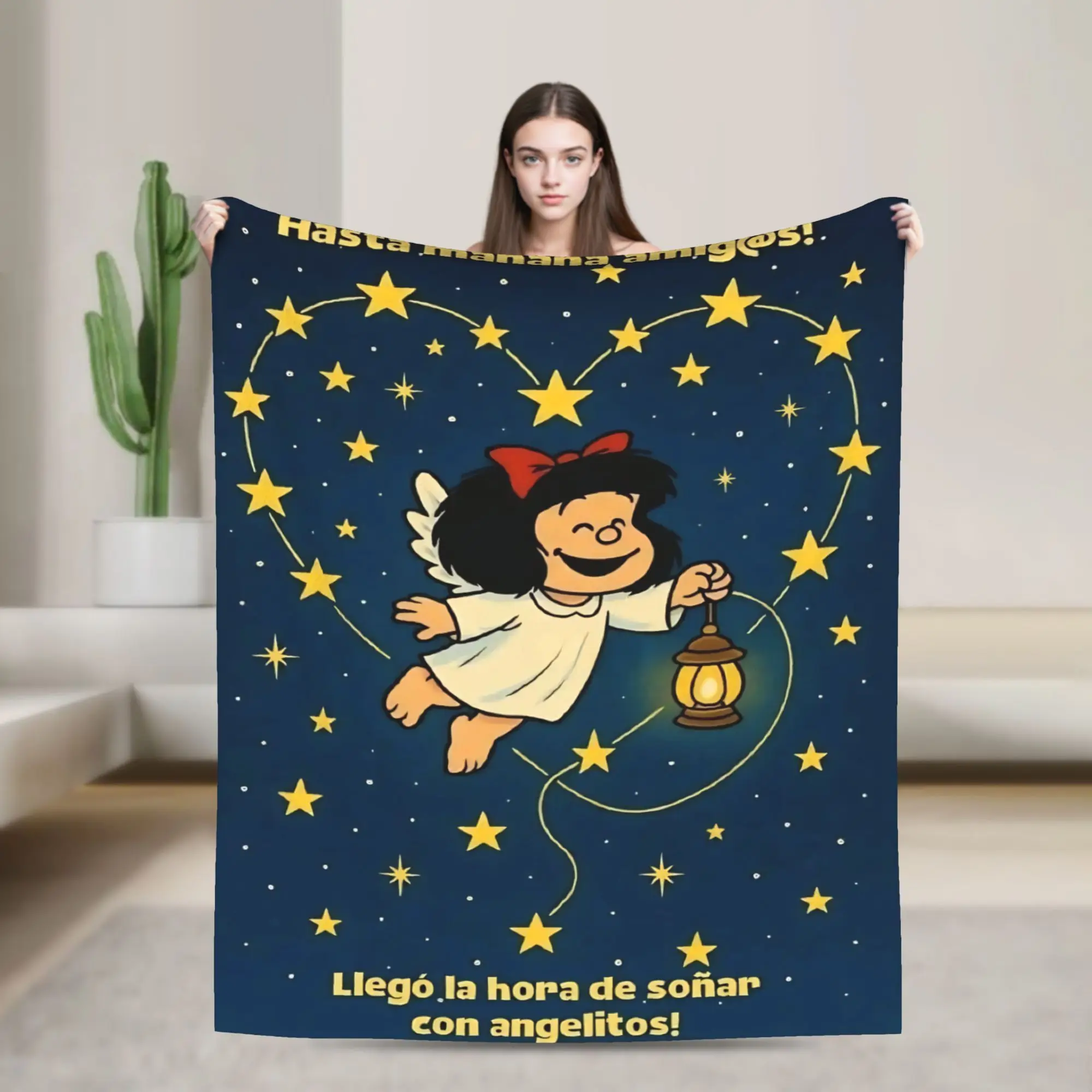 Angel Star Mafaldas Flannel Blanket Anime Creative Throw Blanket for Home Hotel Sofa  125*100cm Quilt