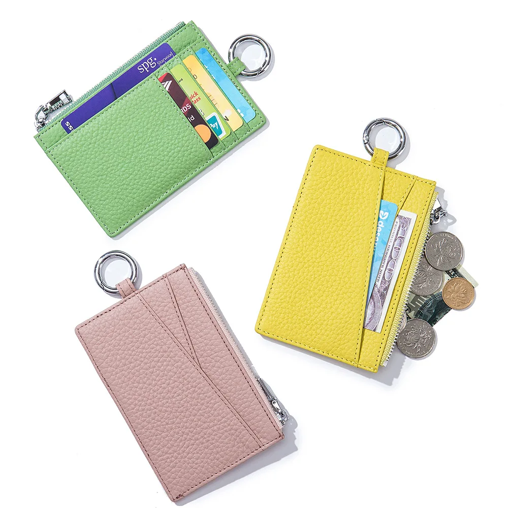 Genuine Leather Cartoon ID Credit Bank Business Card Holder Coin Purse Clutch Wallet Small Bag License Pocket For Men Women