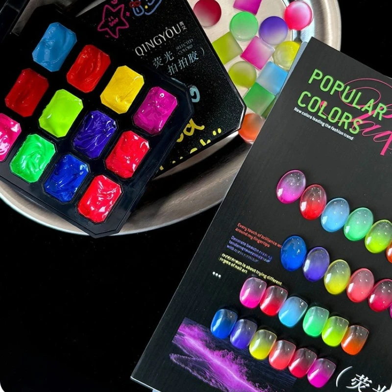 الصلبة جيل للأظافر لوحة الفلورسنت بات اللوحة الربيع الصيف اللون لمسمار الفن تصميم شبه دائم نقع قبالة الأشعة فوق البنفسجية هلام الورنيش