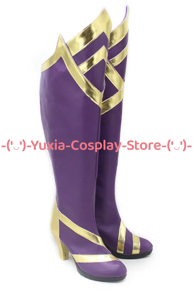 Yuxiacosplay! Buty do cosplayu Ahri z LoL, rekwizyt postaci z anime, skórzane botki z PU, kostium na Halloween, karnawał, imprezę.