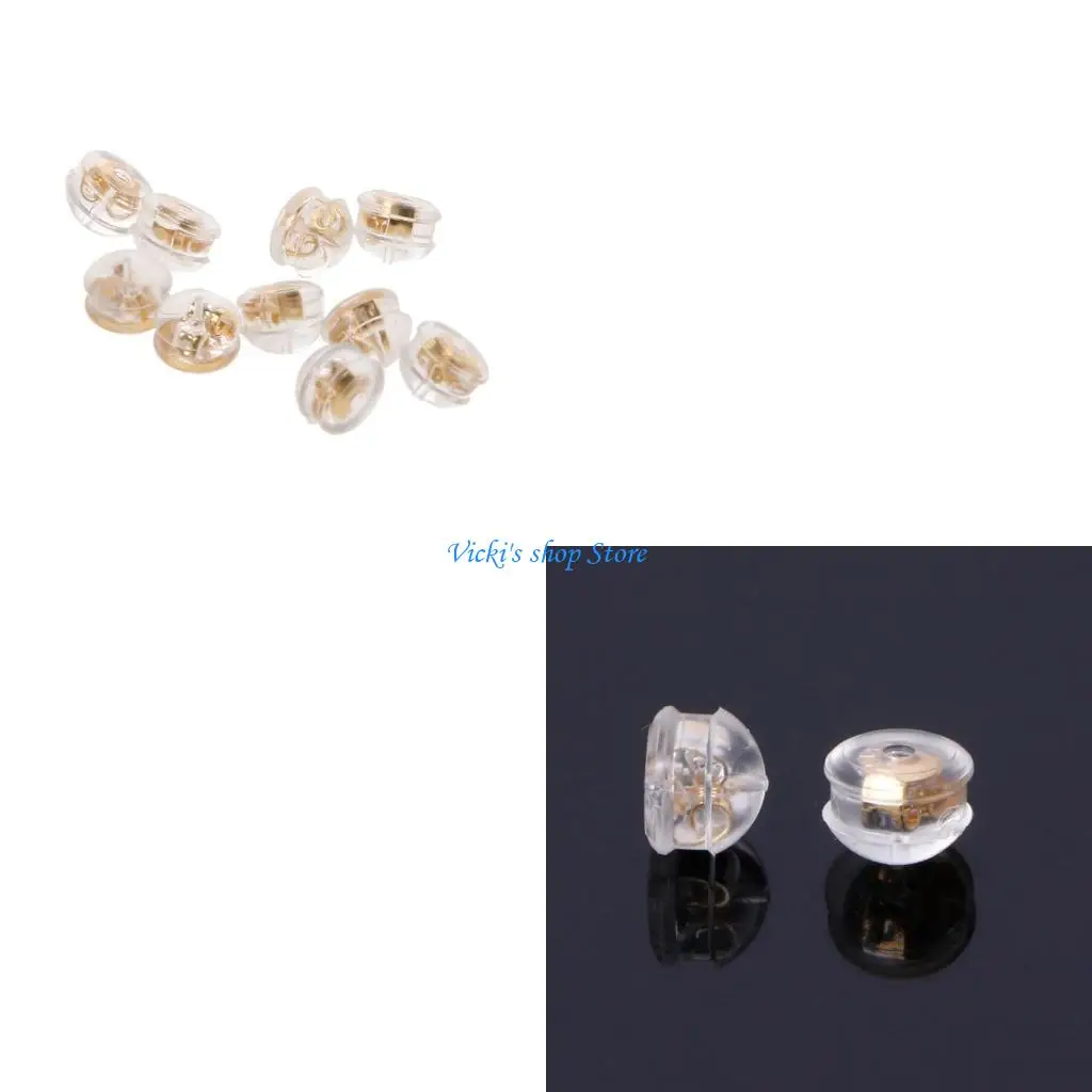 

10 шт., мягкая прозрачная подложка для сережек, силиконовая резиновая подкладка, стопоры из 18-каратного золота