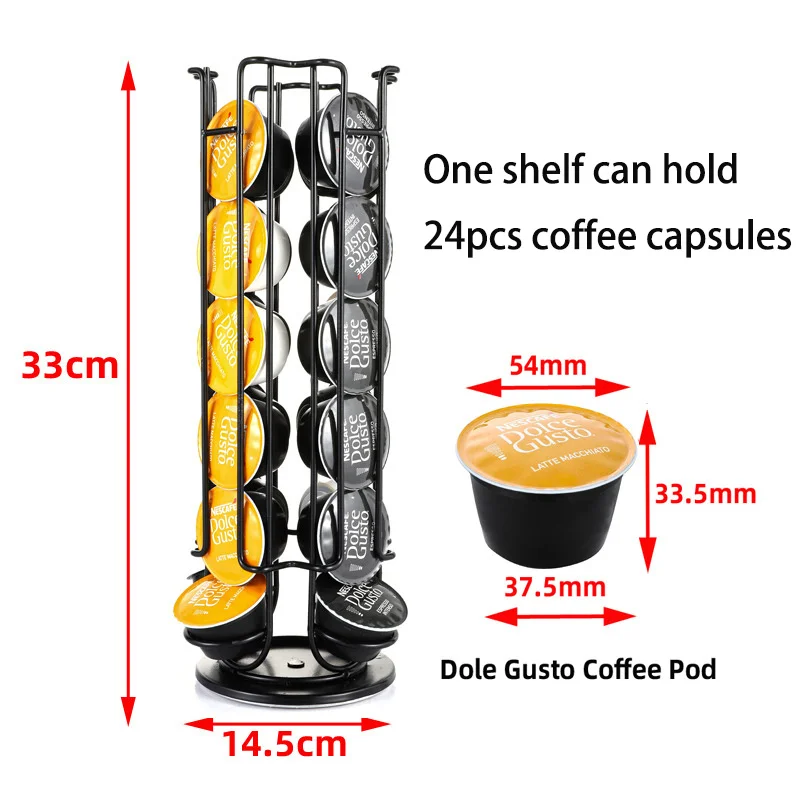 Rotatable 24/30/40Cups Nescafe Dolce Gusto Capsule Holder Metal Dolce Gusto Pods Holder Coffee Capsule Stand Storage Shelves