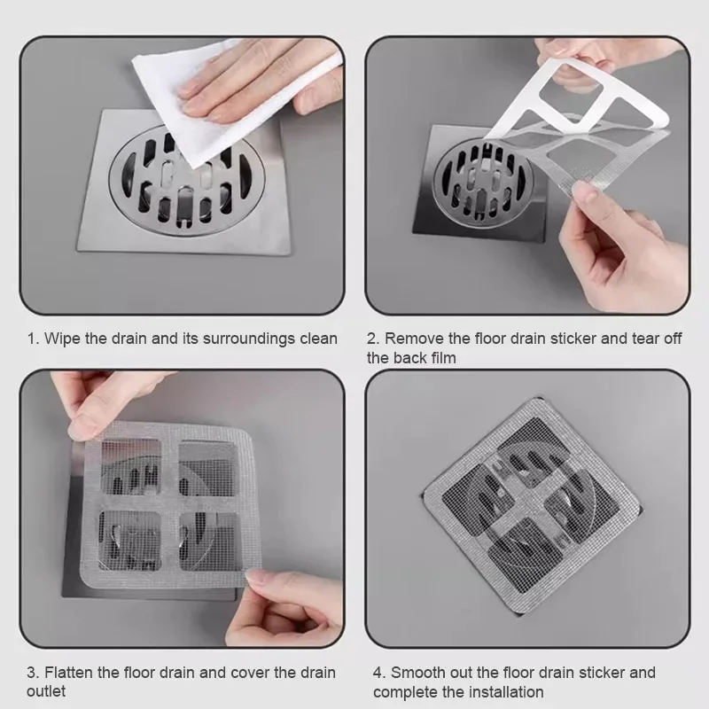 50Pcs Disposable Drain Hair Catcher Anti-insect And Anti-clogging Floor Drain Filter Self Adhesive Kitchen Bathroom Accessories