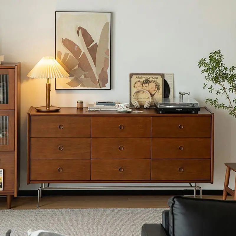 American style solid wood storage cabinet, living room nine bucket , walnut edge bedroom storage