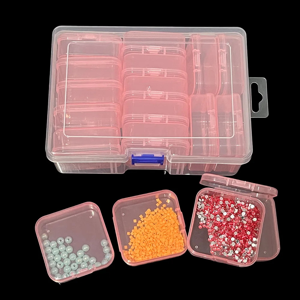 Boîte en plastique à 14 grilles, boîte de stockage de granulés de cire, boîte de tri indépendante exclusive, accessoires cosmétiques, boîte de rangement de jouets