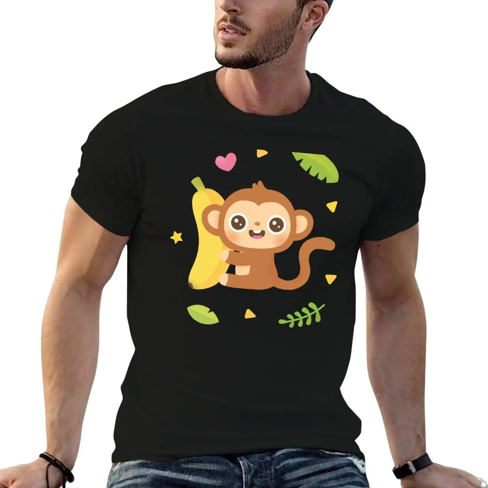 

Cute Monkey and Banana Pattern T-Shirt t shirt personalised printed t shirts for man T-Shirt