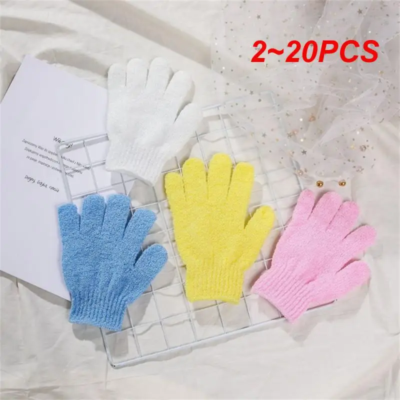 20-2pcs Exfoliate Scrub Bath Gloves Household Shower Towel Scrub Body Wash Children Elastic Wipe Back Bathing Cleaning Gloves