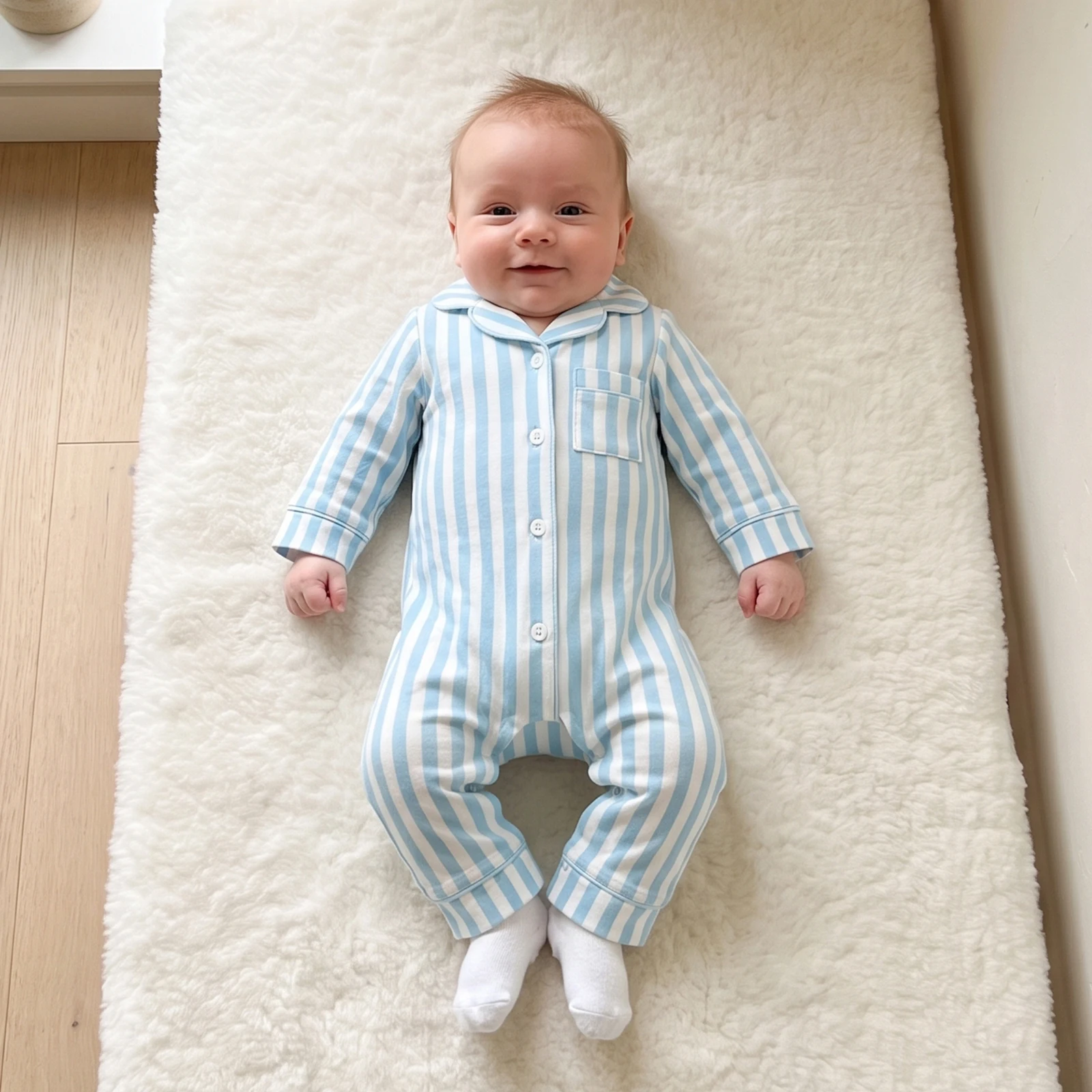 Newborn Baby Boy Girl Striped Lapel Romper Long Sleeve Button Pocket Jumpsuit Infant 1Piece Pajamas Baby Clothing