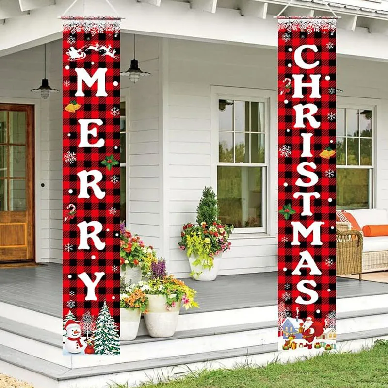 

Merry Christmas Banner Christmas Porch Sign welcome Banner Wall Family Party Decoration Christmas Indoor and Outdoor Decorations