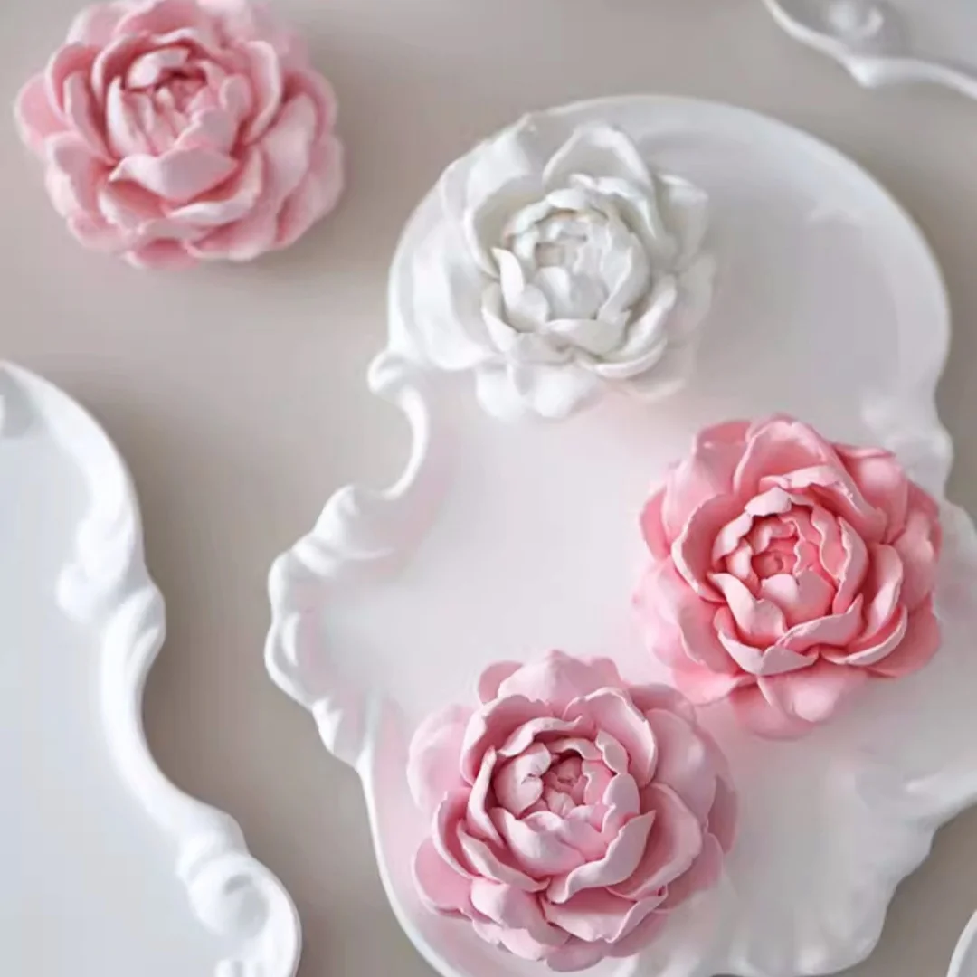 Flower And Tray DIY Handmade Aromatherapy Gypsum Silicone Mold Candle Plaster Mold Irregular Tray Tabletop Decoration Mould