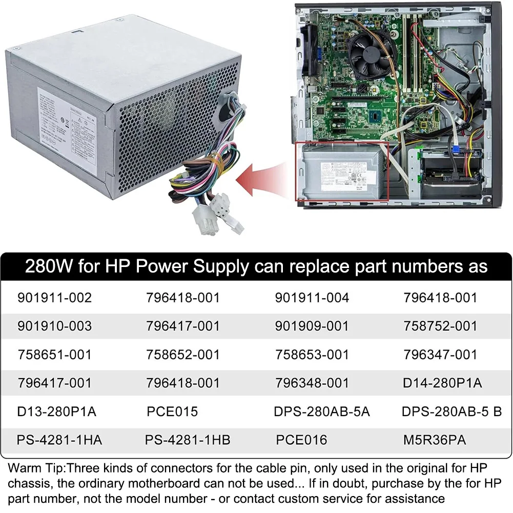 

Office PC Repair Standard PCE015 Power Supply 280W Power Supply For HP Switching Power Supply Overvoltage Protection