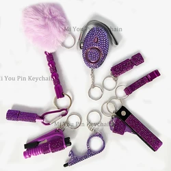 Wholesale Women Outdoor Anti-Wolf Self Defense Keychain Luxury Rhinestone Shiny Key Ring Set