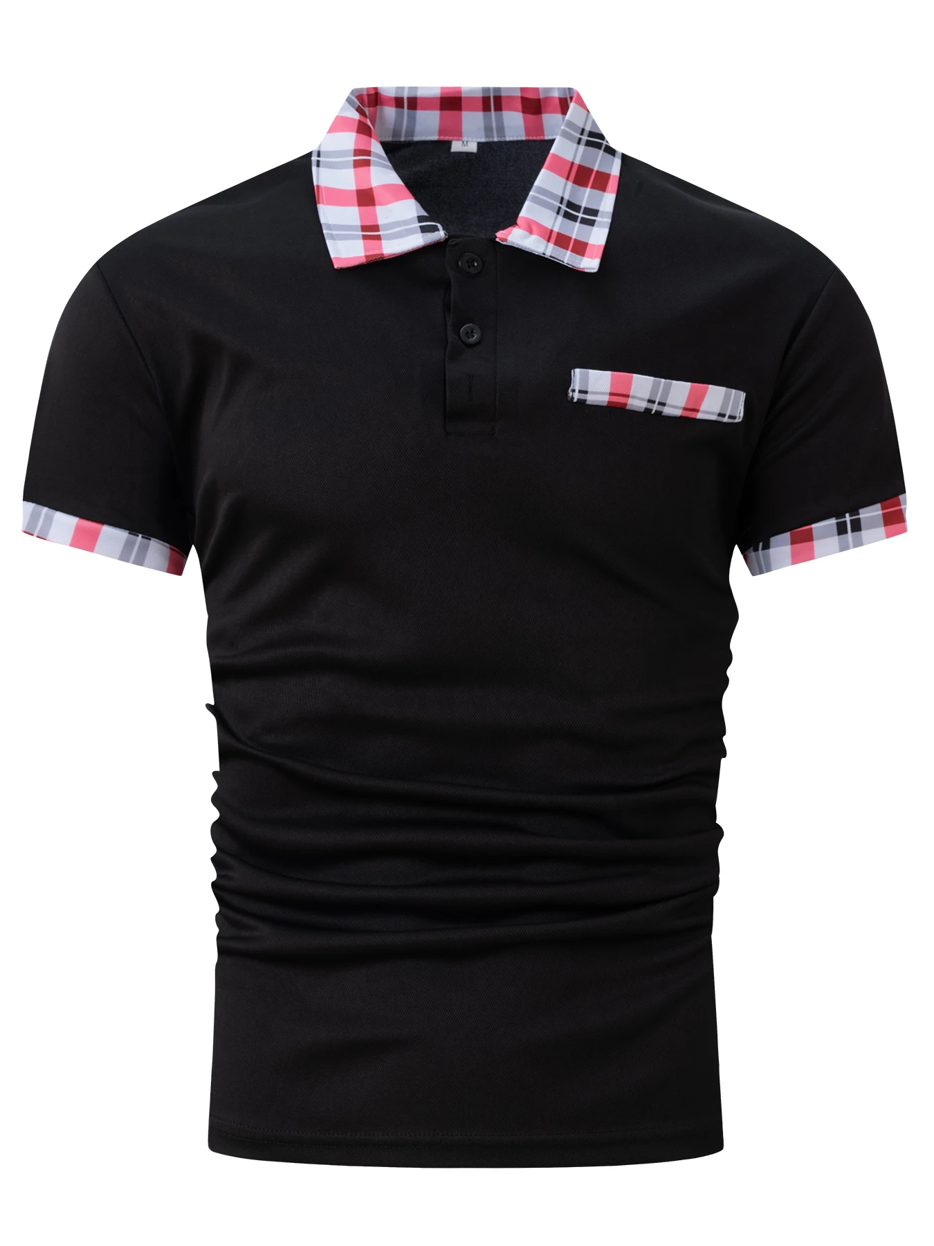 2024 Summer Men\'s Casual Short-sleeved Polo Shirt Fashion Plaid Lapel T-shirt Men\'s Breathable Button Polo Shirt Men\'s Clothing