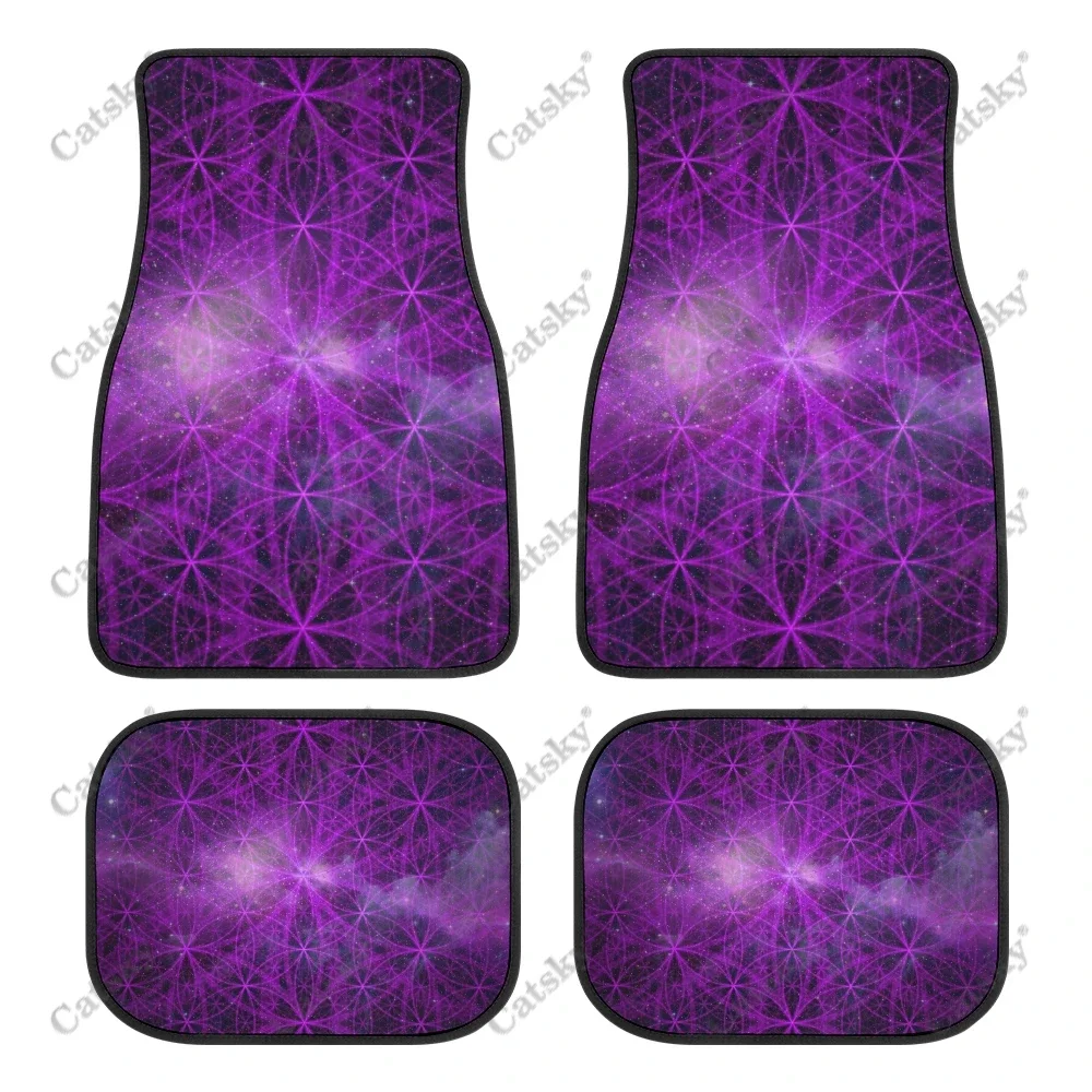 

Sacred Geometry Car Floor Mat Vintage Black Carpet Anti-Slip Rubber Mat Pack of 4 Auto Accessiores for Car SUV Van