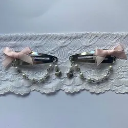 2pcs handmade pink fairy core satin bow hairpin y2k retro Lolita core hairpin