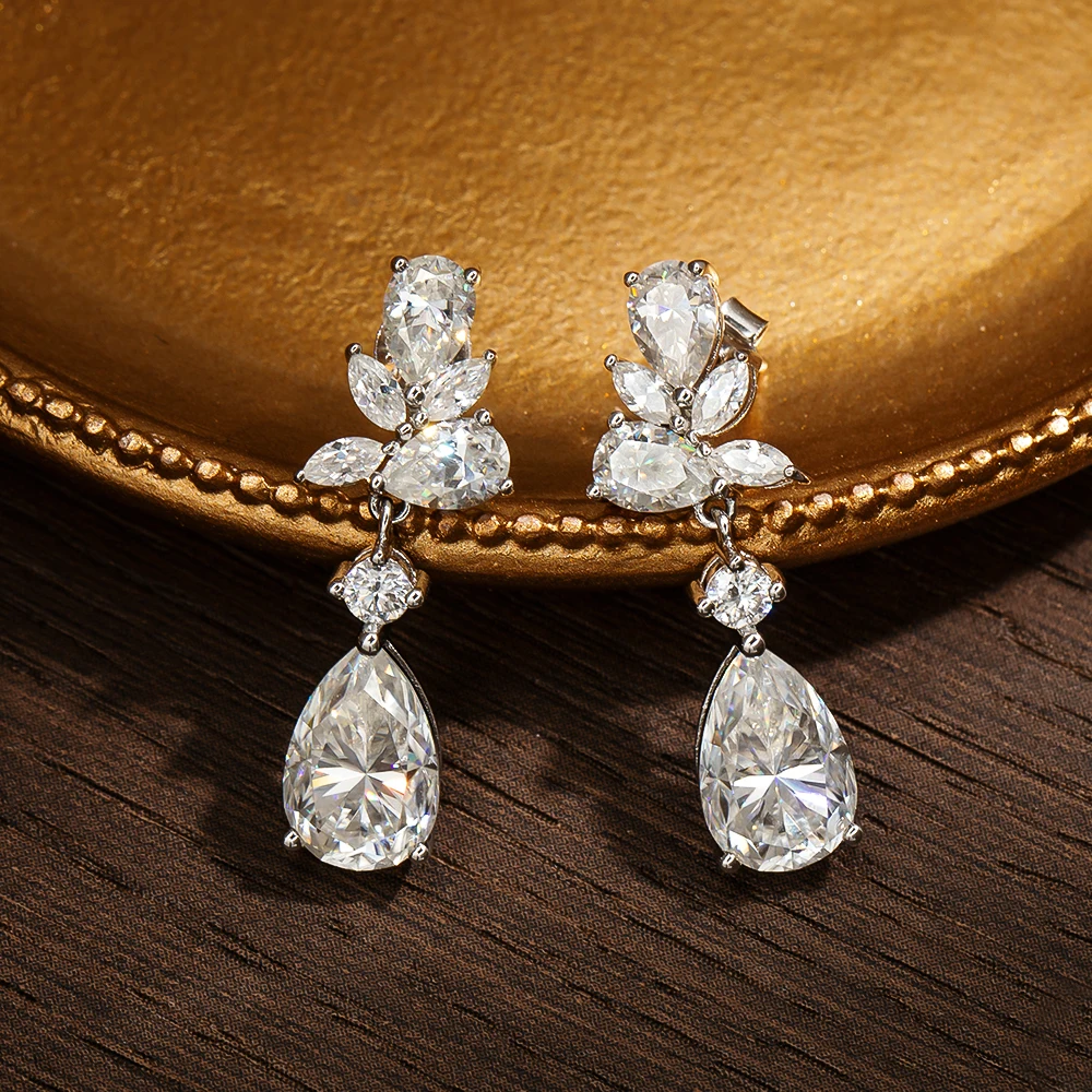 QIBAOKU All Moissanite Earrings for Women Wedding Party Gifts Earring Jewelry S925 Sterling Sliver Plated 18k Gold Ear Stud 2026