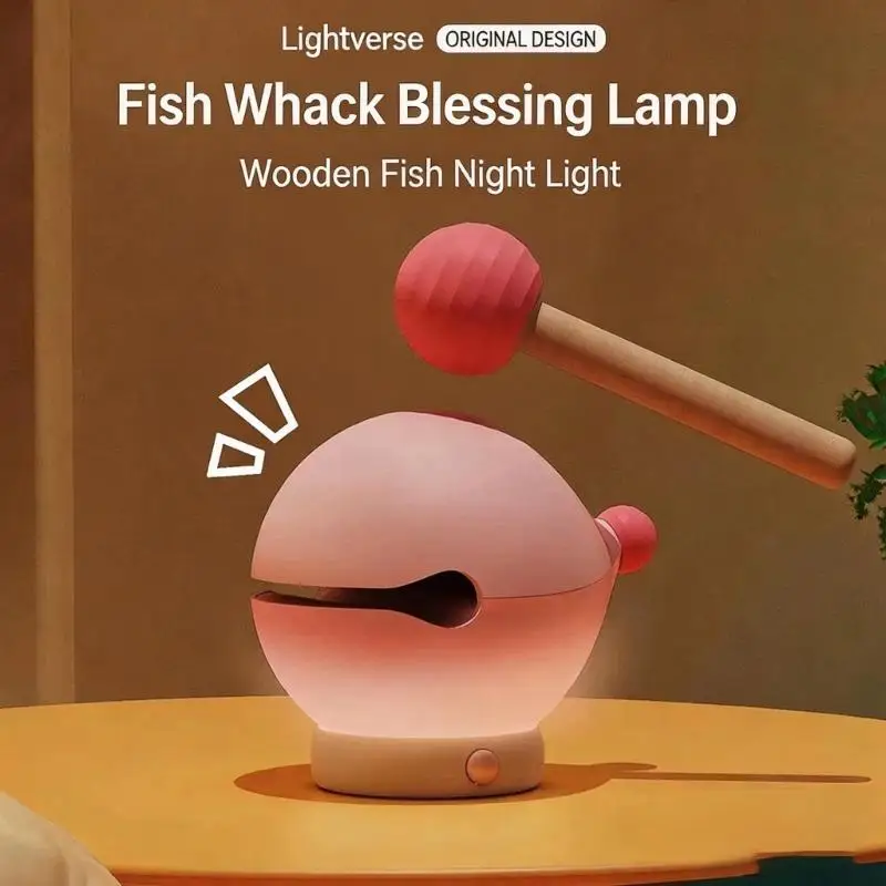 

Tap Activated Wooden Fish Night Light With Gentle For Bedroom Nursery And Meditation D2RD
