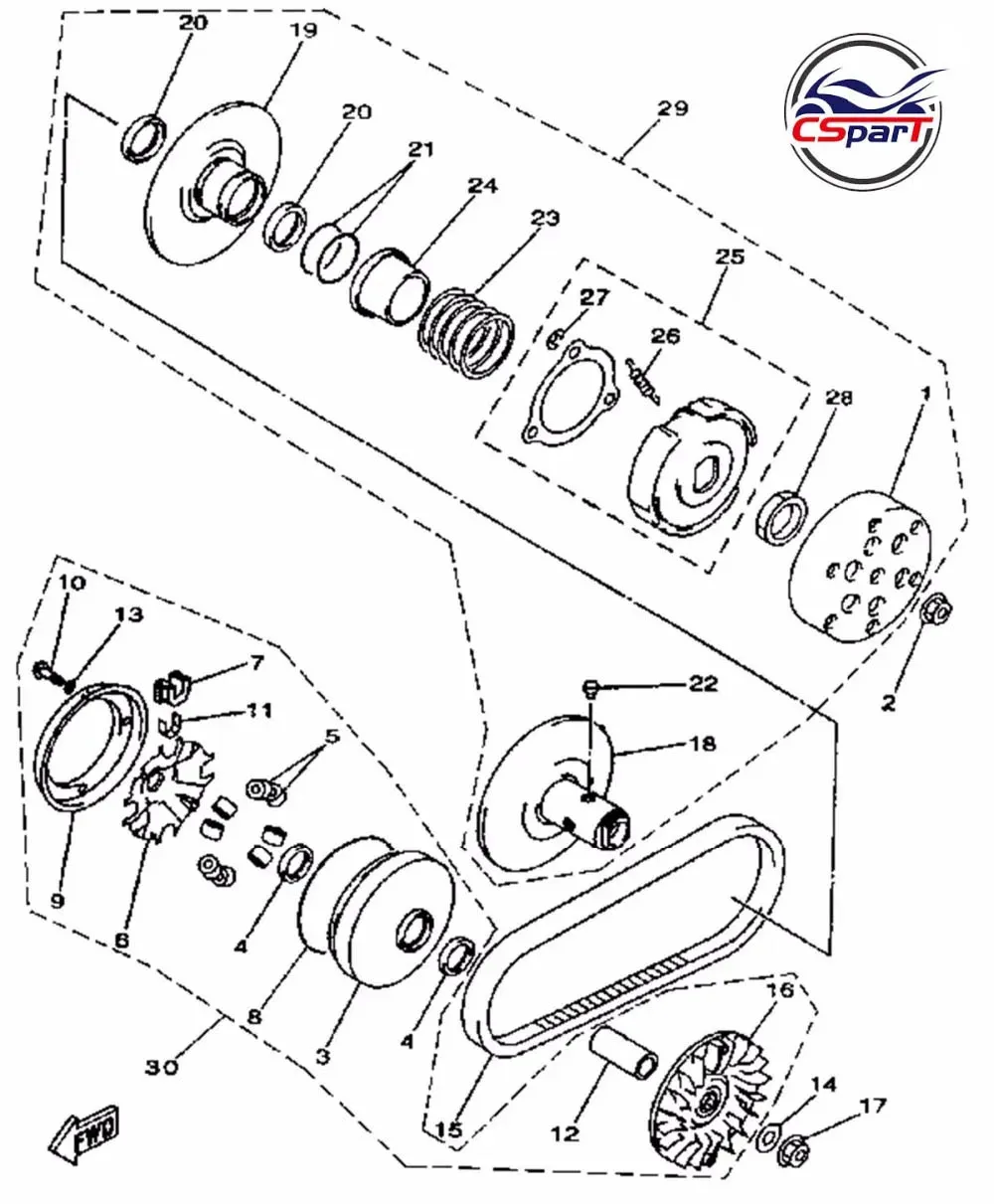 123MM 16T Performance CVT Clutch Bell JOG 90 100 Minareli Jonway Sunl Keeway Kazuma Scooter ATV Buggy Parts