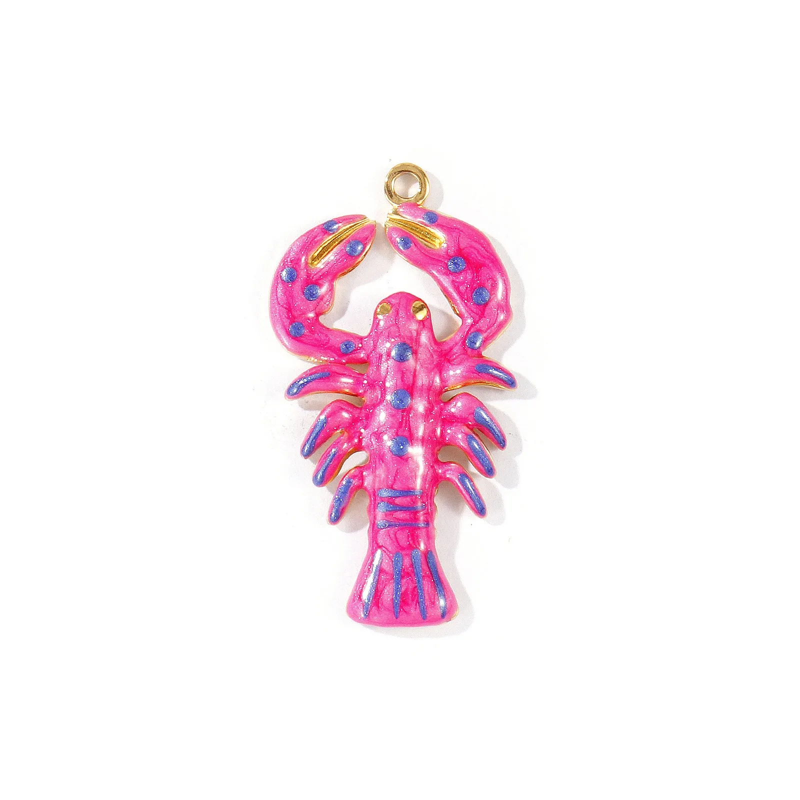 2 Stück Edelstahl-Hummel-Anhänger, 18 Karat vergoldet, mehrfarbige Emaille, perlmuttartige Charms für DIY-Halsketten-Schmuckherstellung – Detail 5