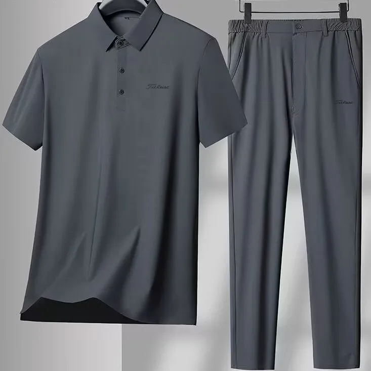 

Men Golf wear men suit Summer Trousers golf Pants 2-piece set T-shirt tops Quick Drying Sets Men's golf clothing New golf wear